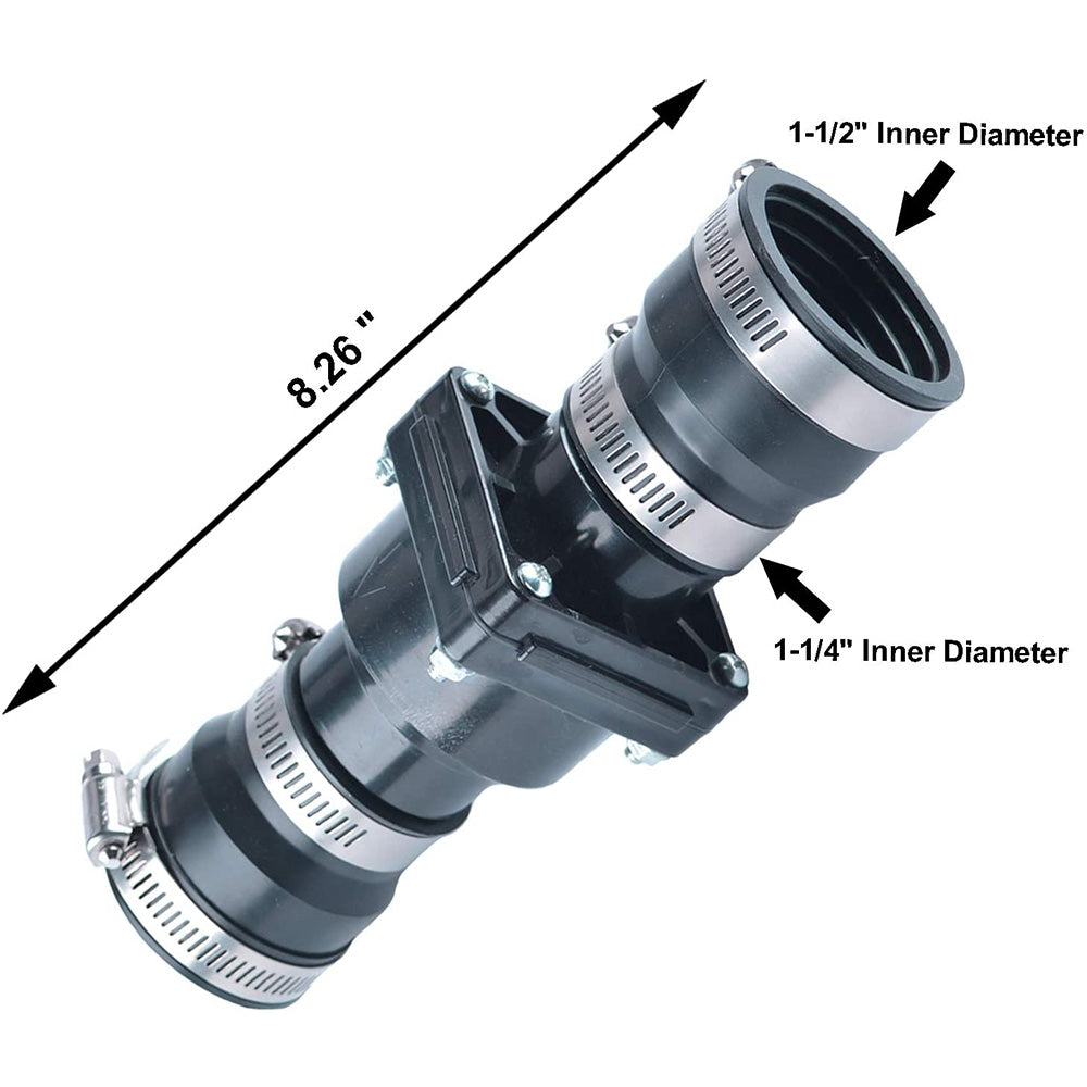Hydro Master Plastic Sump Pump Check Valve with Stainless Steel Clamps for 1-1/2 inch or 1-1/4 inch - watertech plumbing supply