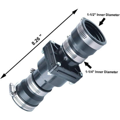 Hydro Master Plastic Sump Pump Check Valve with Stainless Steel Clamps for 1-1/2 inch or 1-1/4 inch - watertech plumbing supply