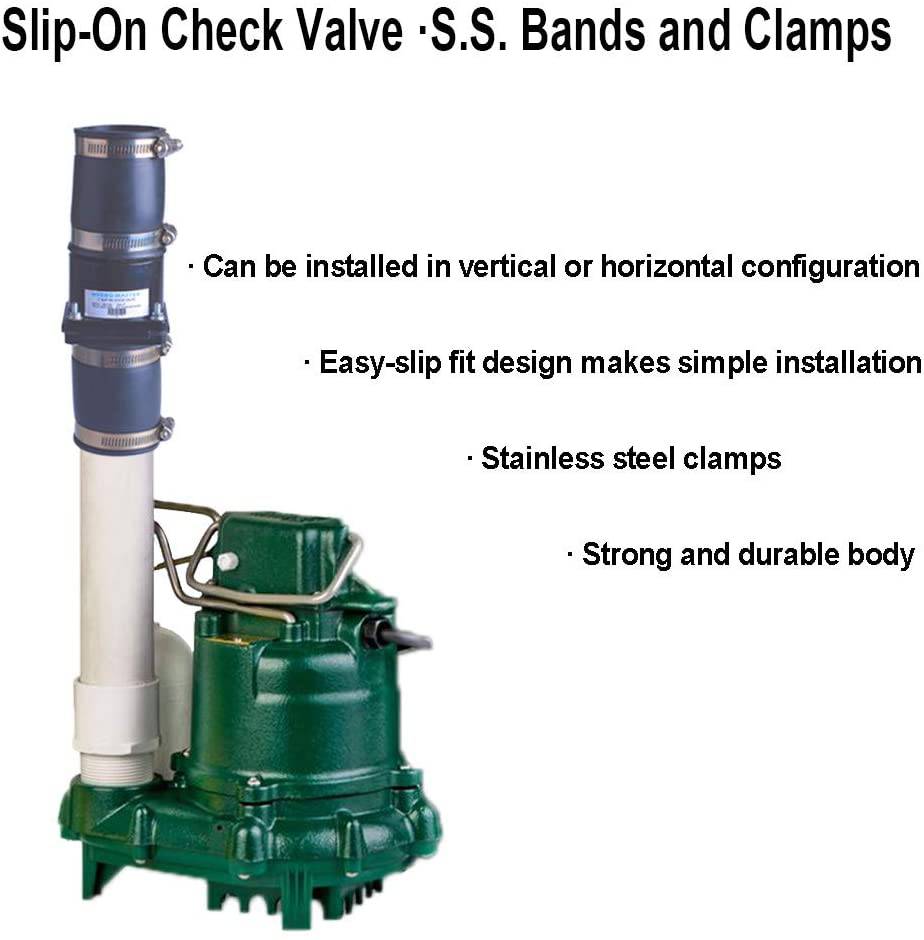 Hydro Master 2 inch Plastic Sump Pump Check Valve with Stainless Steel Clamps - watertech plumbing supply
